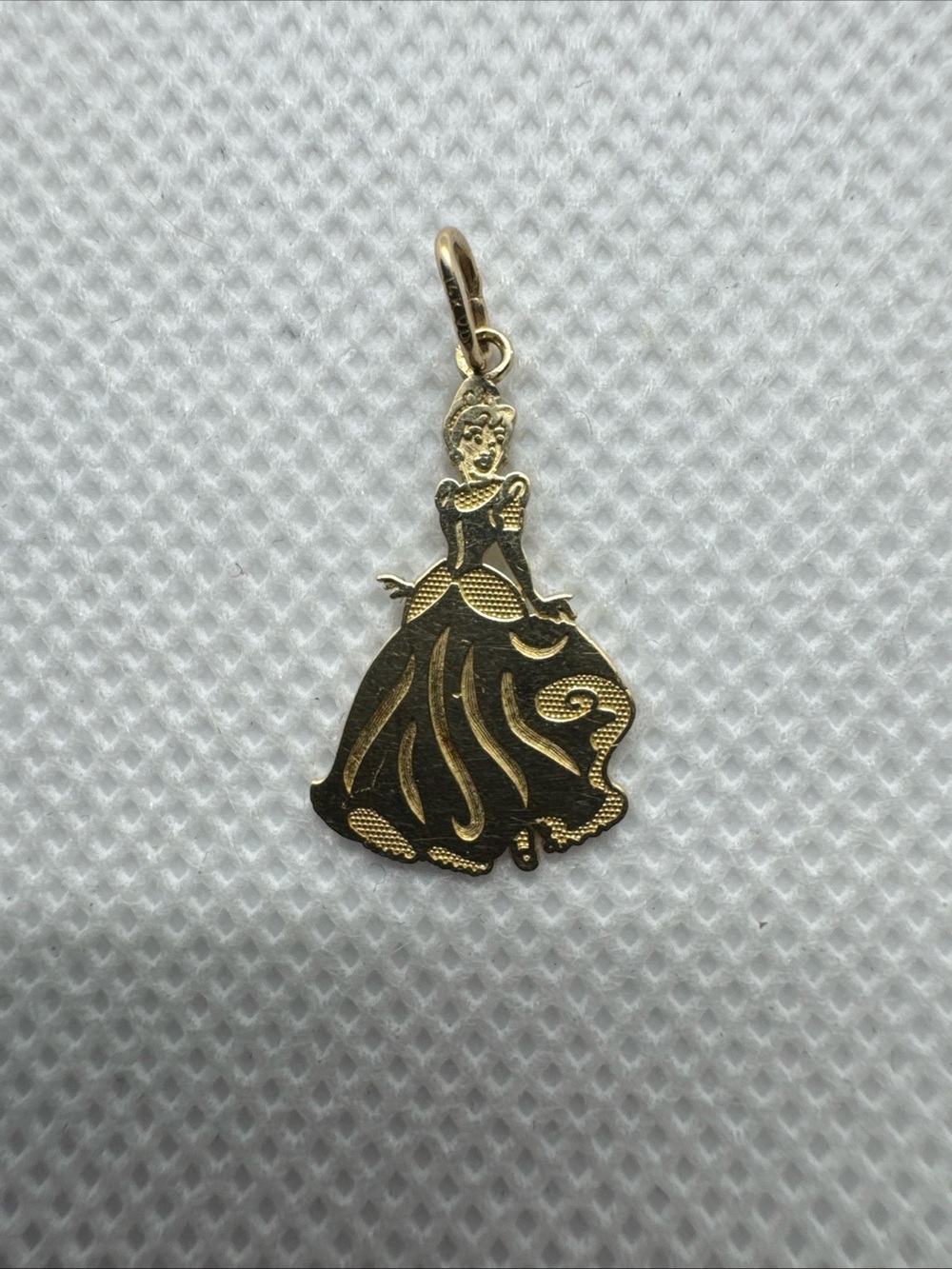 Rare 14k Yellow Gold - Van Dell Walt Disney Cinderella Princess Charm Pendant